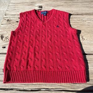 Vintage Polo Ralph Lauren Red Cable Knit Sweater Vest Kids Size 6